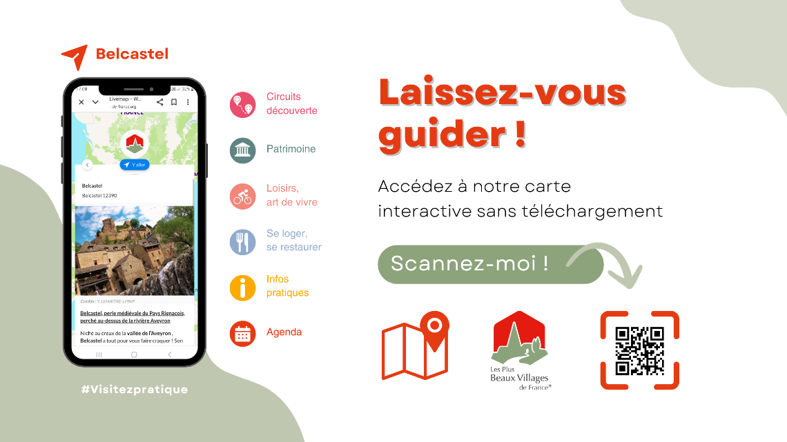 Accès à la carte interactive de Belcastel sur mobile