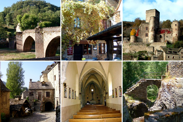 Mosaïque des lieux remarquables de Belcastel